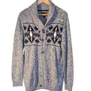 Retrofit Gray Geometric Cardigan Women's XL Grandpa Oversize Cabincore Cozy